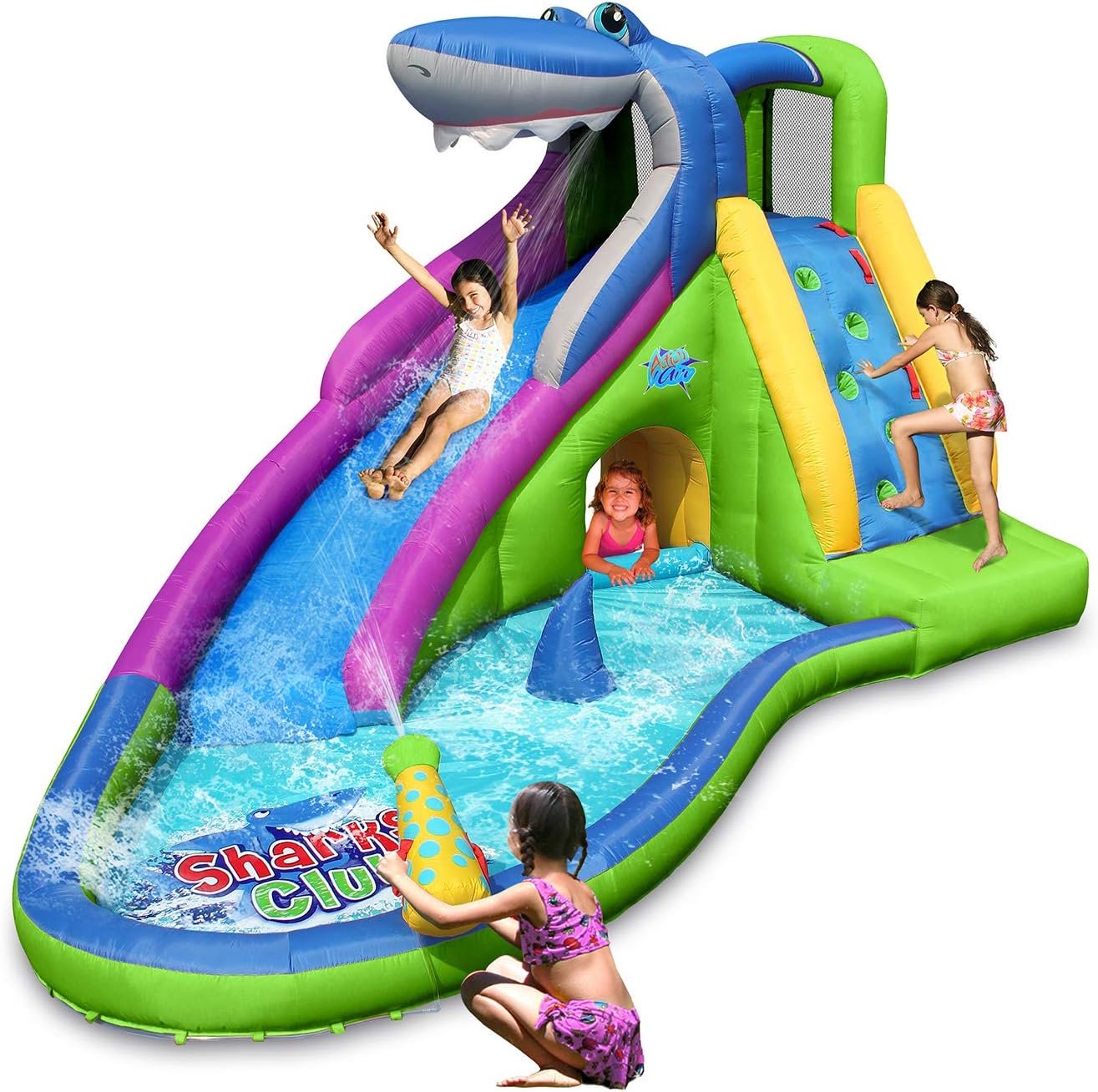 Inflatable shark water slide bounce house for backyard