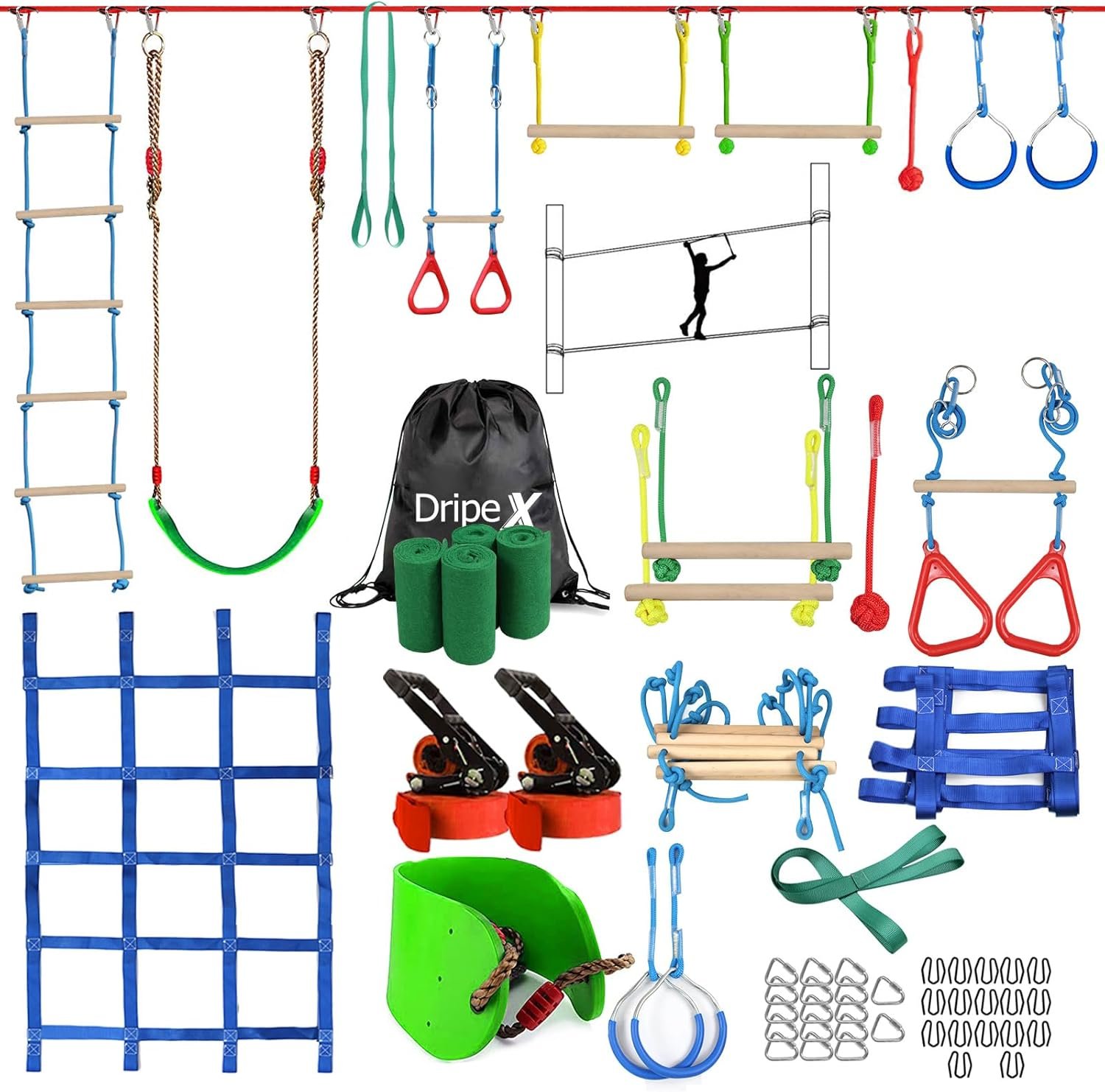 Dripe X Ninja Line backyard obstacle course for kids